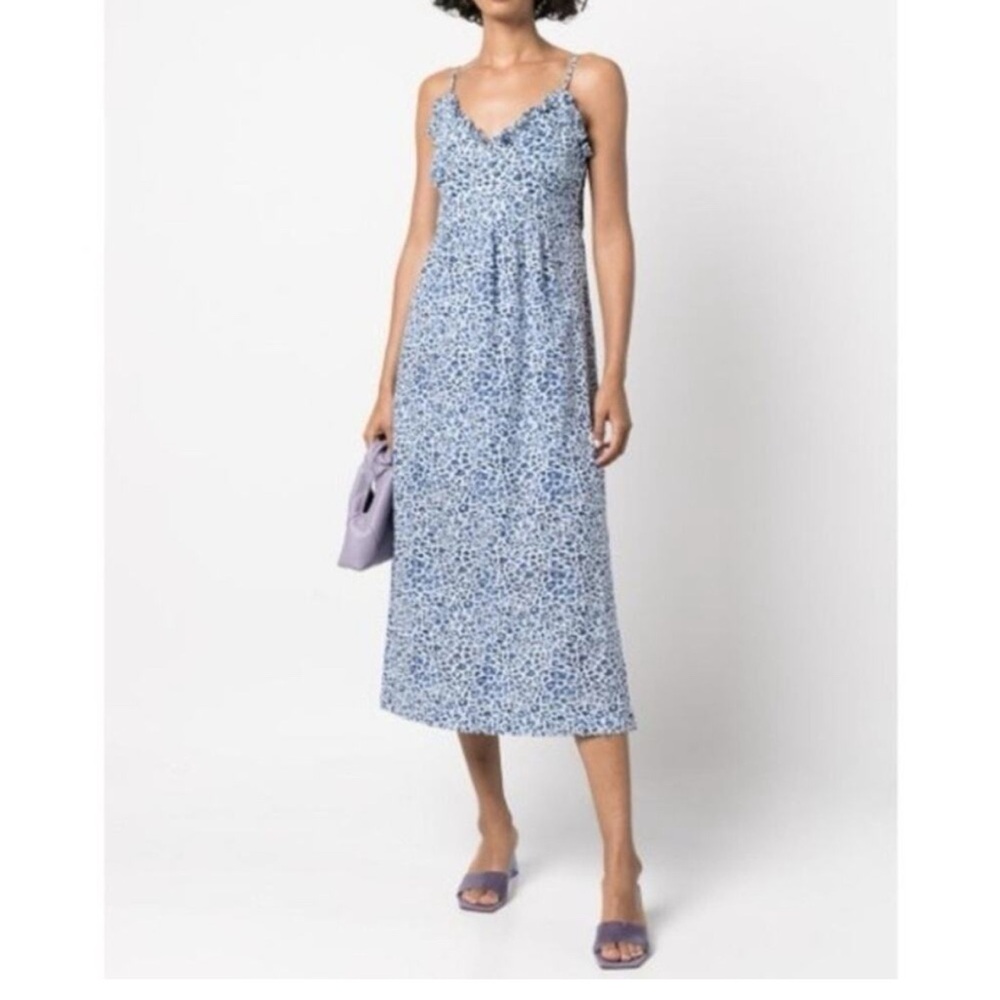 Blue Leopard Print Maxi Dress